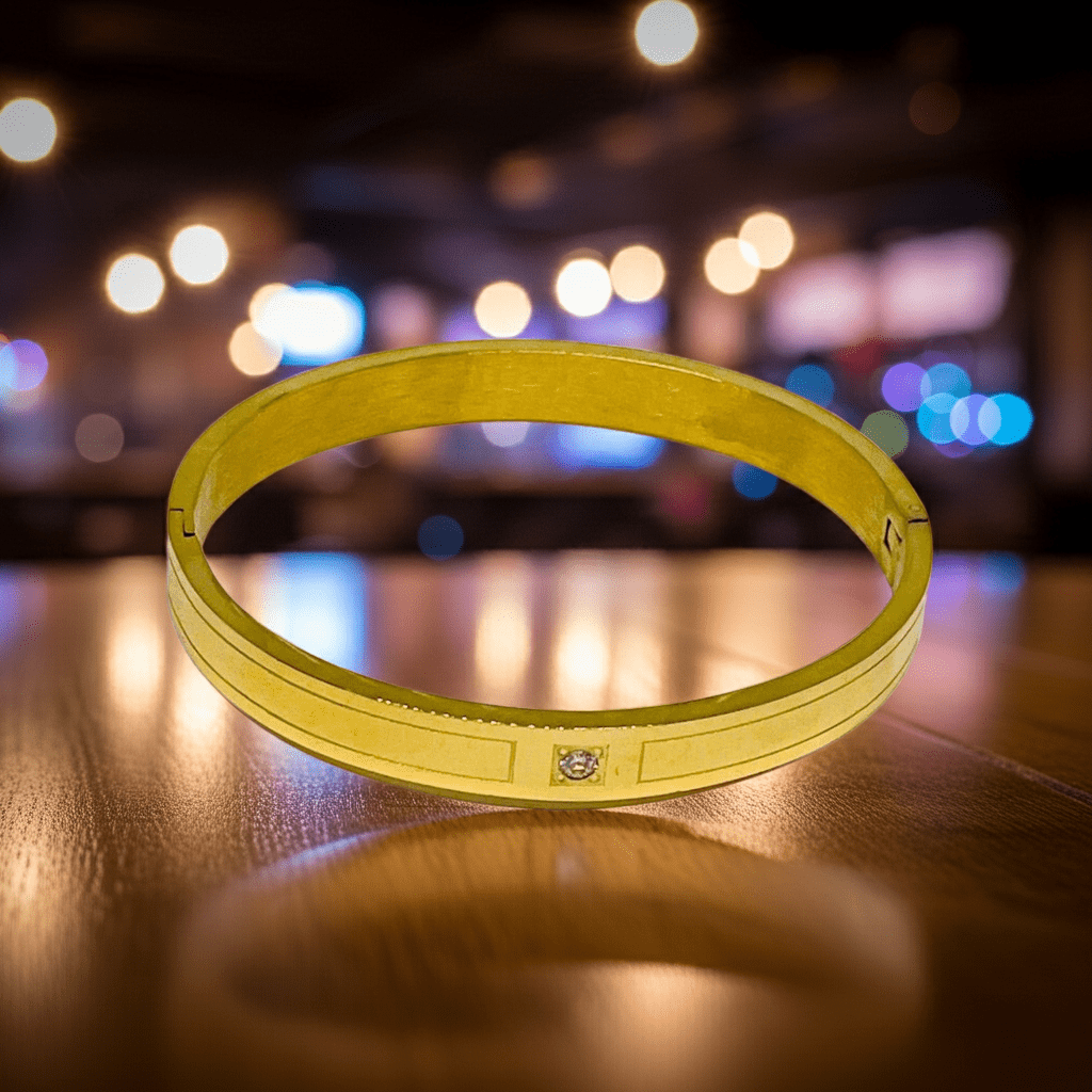 18K Gold Plated Stone bangle