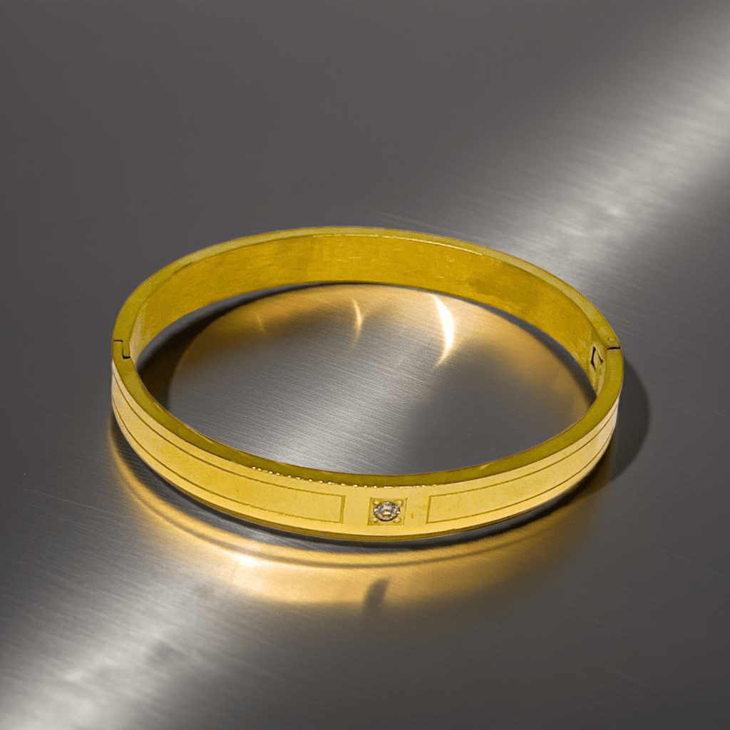 18K Gold Plated Stone bangle