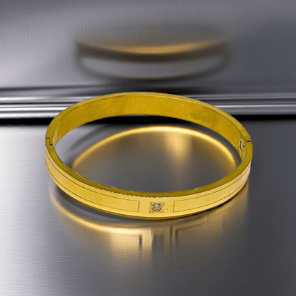 18K Gold Plated Stone bangle