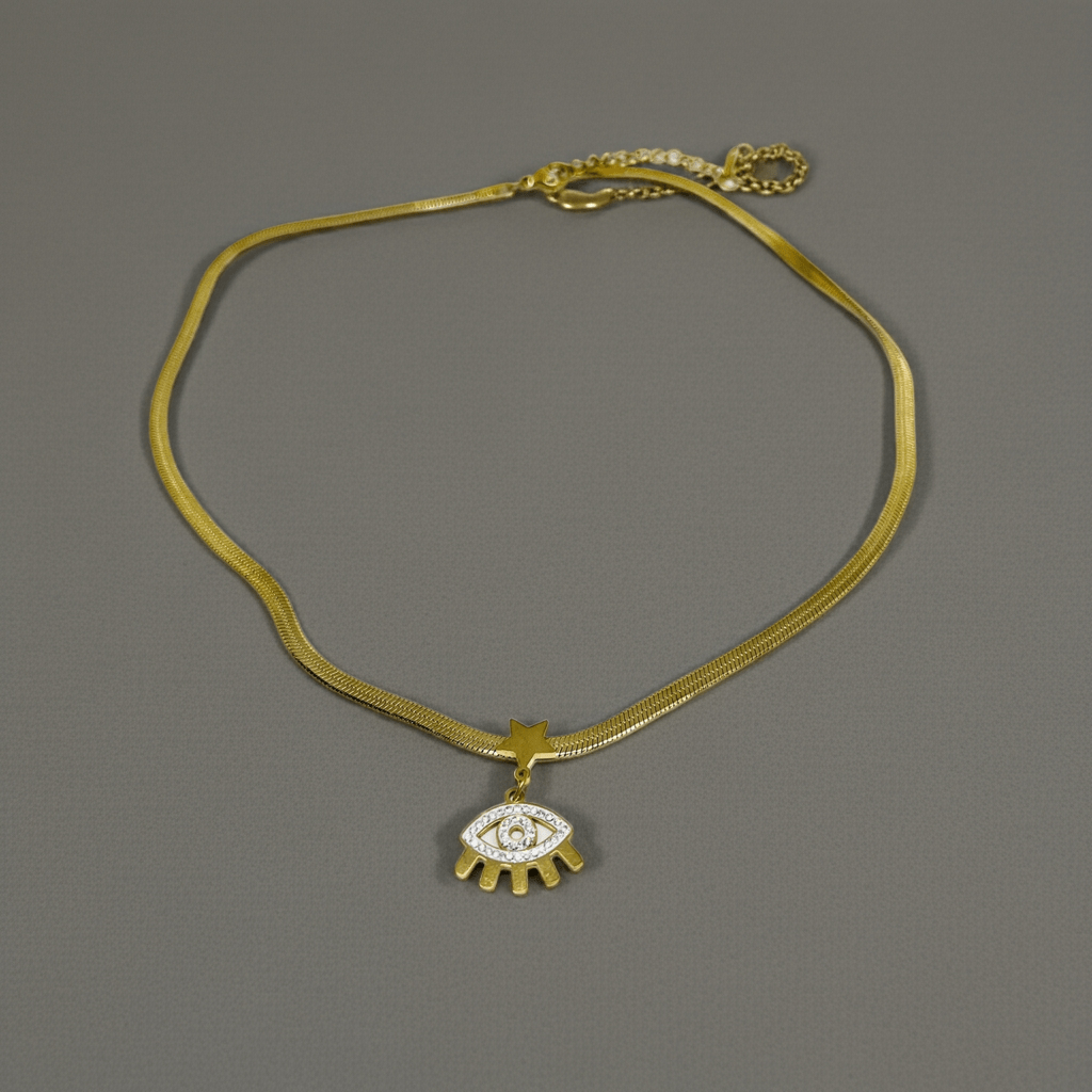 18K Gold plated Stainless Steel Evil Eye Necklace