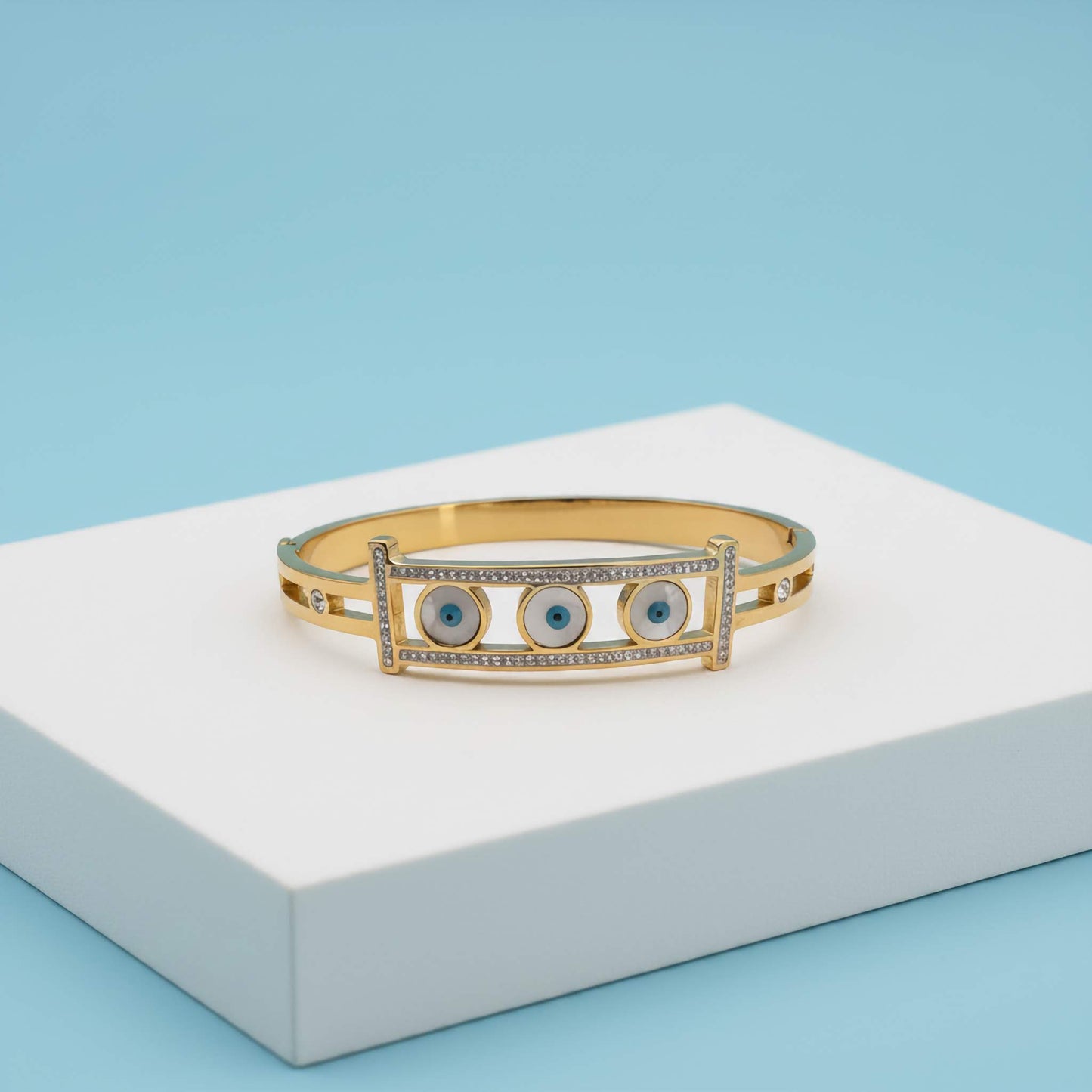 Triple Evil Eye Protection Bangle | Good Luck Jewelry