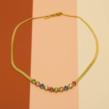 Trendy 18k Gold Plated Zirconia Diamond Choker Necklace