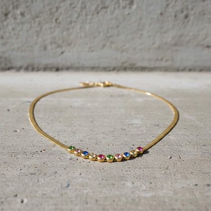Trendy 18k Gold Plated Zirconia Diamond Choker Necklace