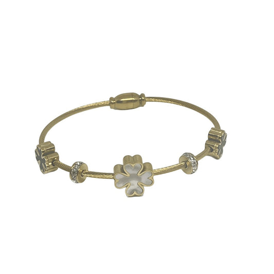 18K Gold Plated 3 Flower Charm Bracelet