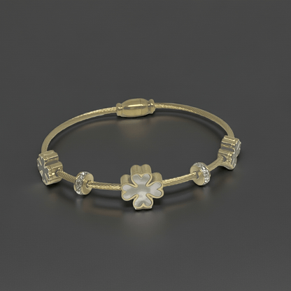 18K Gold Plated 3 Flower Charm Bracelet