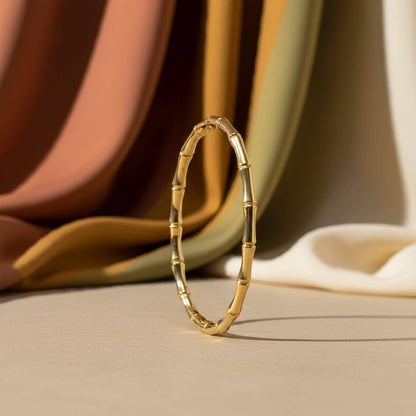 Elegant Bamboo-Inspired Gold-Plated Bangle