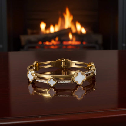 Luxury Gold Plated White Clover Bracelet