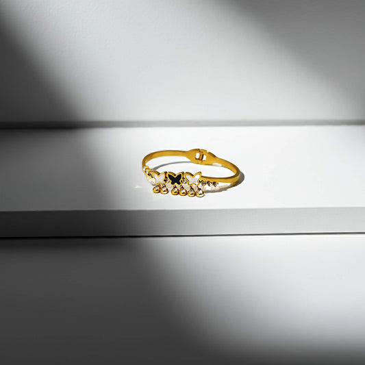 Butterfly Charm Bangle with Zirconia Diamonds
