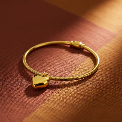 Bracelet Charme Cœur Minimaliste en Plaqué Or - Bijou Délicat en Plaqué Or 18 Carats