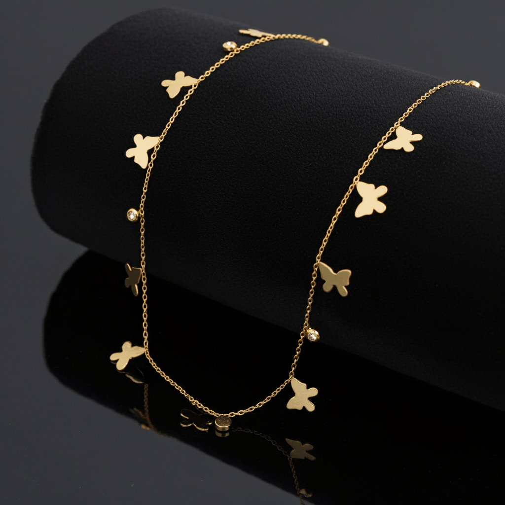 18K Gold Plated Butterfly Charms Necklace