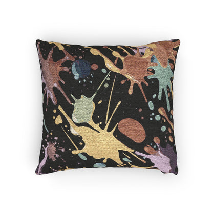 Abstract Paint Splatter Woven Pillow | Colorful Splash Pattern Cushion