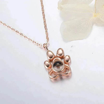 Cute Animal Dog Paw Personalized Custom Projection Necklace