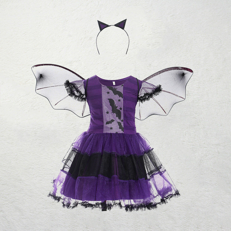 Kids Halloween Witch Costume – Girls Magical Princess Dress with Witch Style