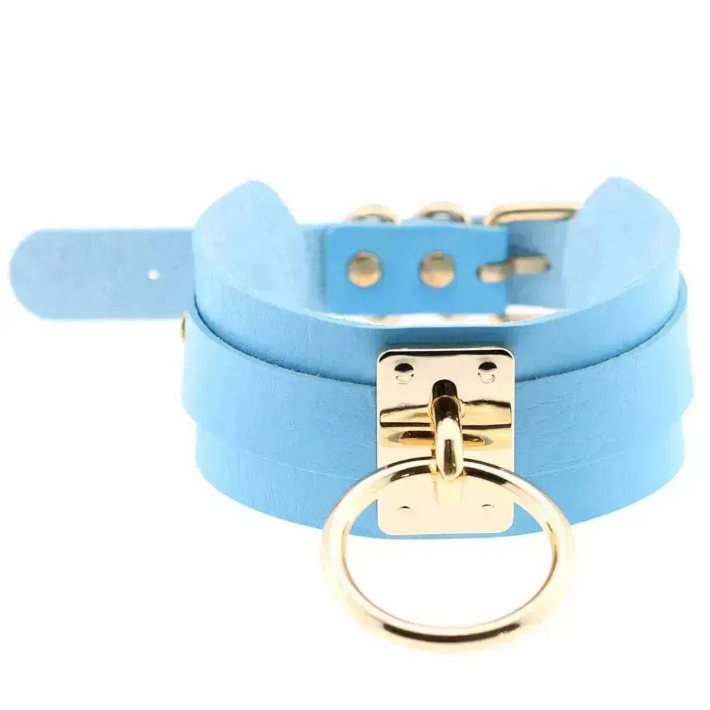 Gothic Punk Wide PU Leather O Ring BDSM Collar Choker Necklace Women Bondage Collar