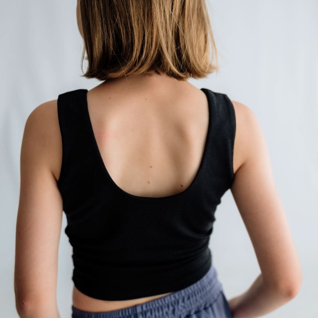 Youth Bamboo Longline Bralette-Style Tank | Black