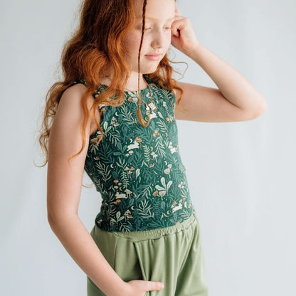 Youth Bamboo Longline Bralette-Style Tank | Celestial Floral