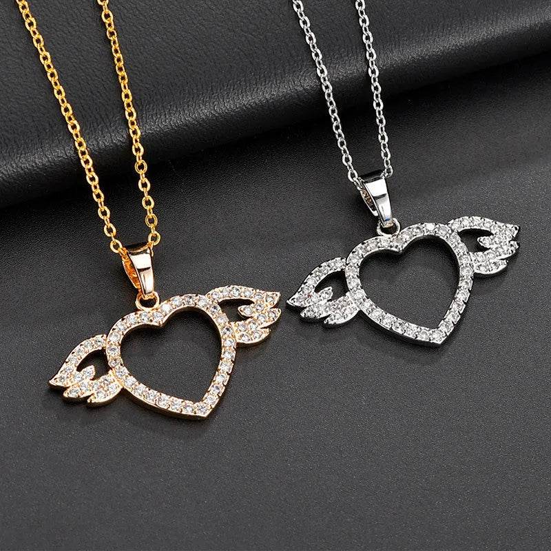Femmes Mode Ange amour pendentif Collier Or Argent