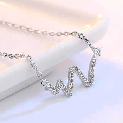 Silver Necklace ECG Decoding Short Necklace Clavicle Chain With Jewelry