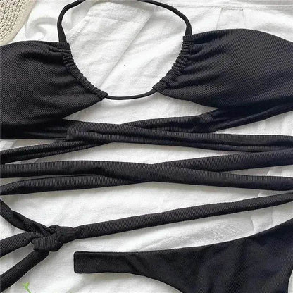 Solid Color Swimsuit Women Strappy Swimsuit Charming Bikini