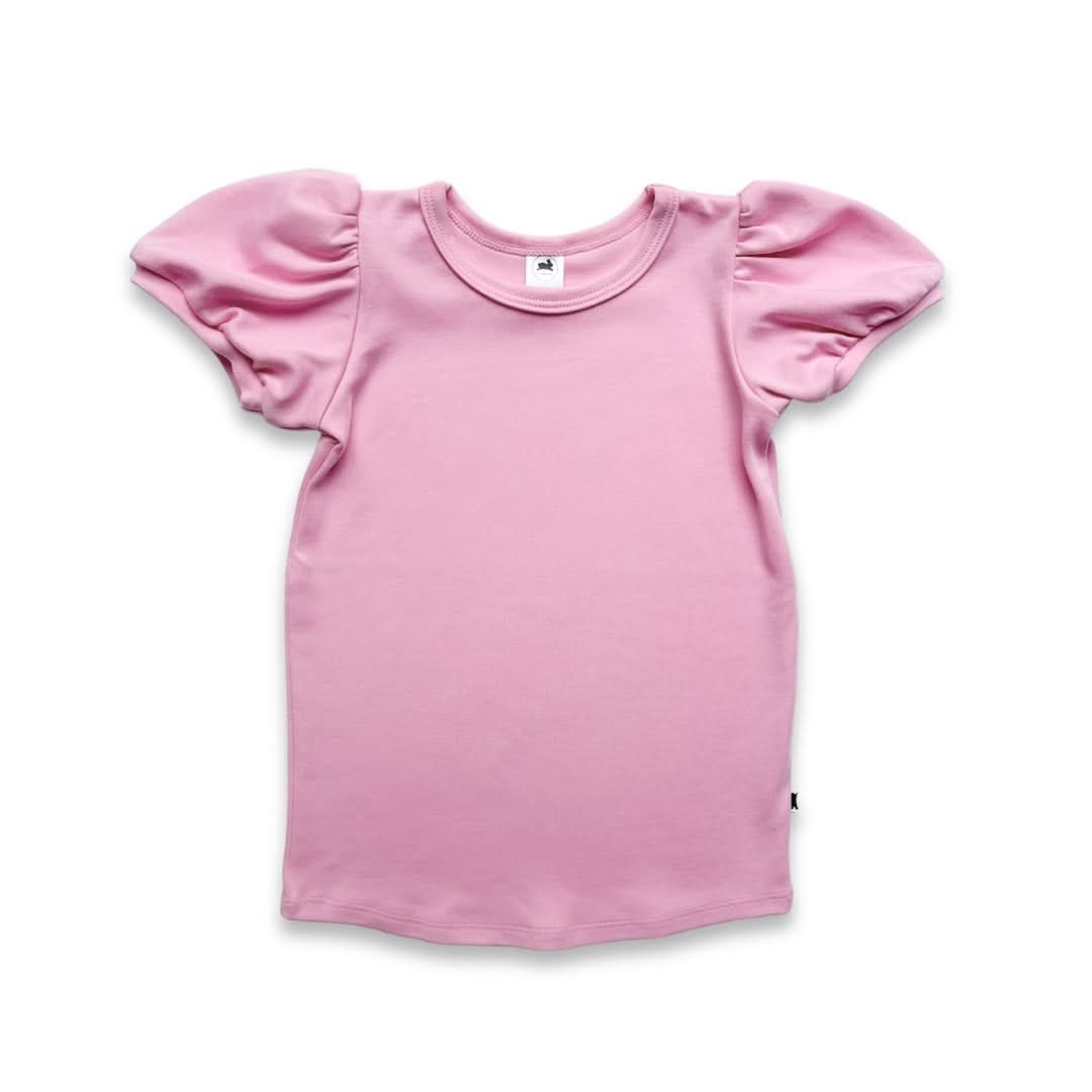 Kids Bamboo Puffed Sleeve T-Shirt | Taffy Pink