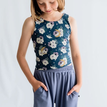Youth Bamboo Longline Bralette-Style Tank | Celestial Floral