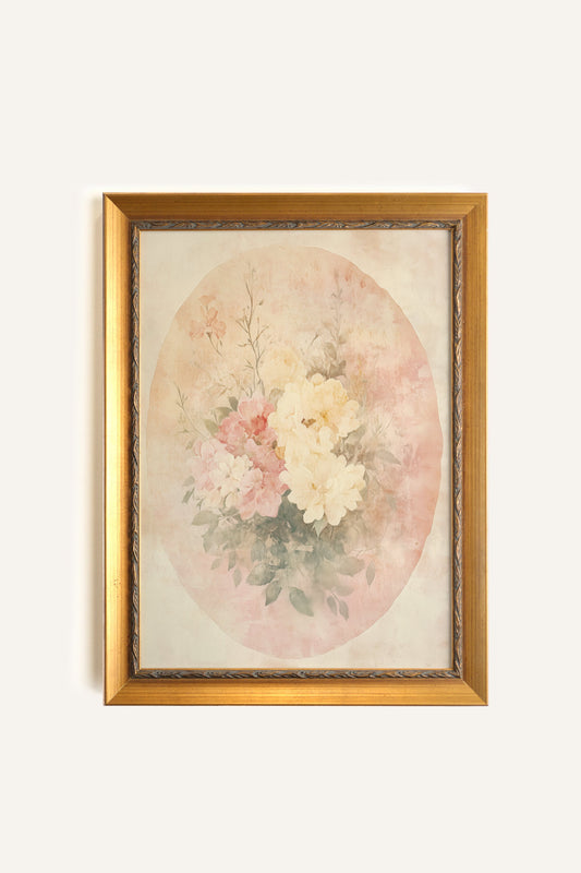 ÉCLAT FLORAL, CADRE VINTAGE OR