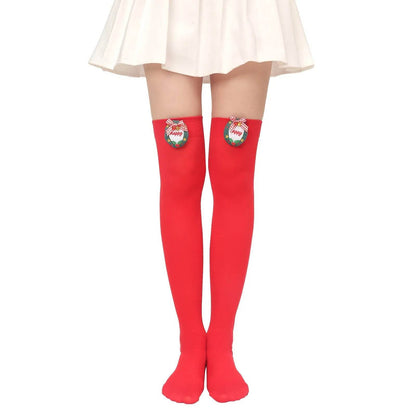 Christmas Plush Doll Knee Socks Bow Stockings