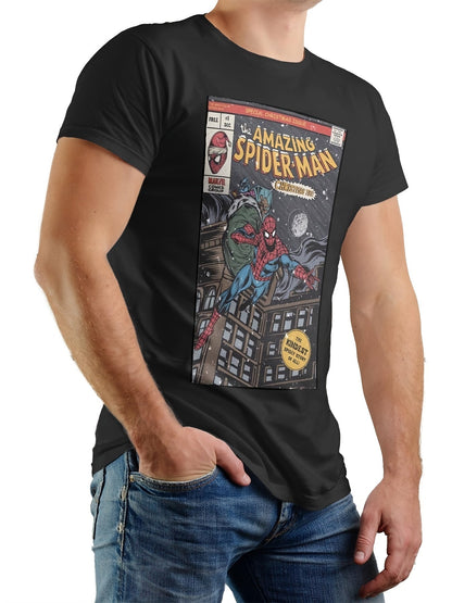 Authorized Disney Marvel Spider-Man Stitch Pooh Bear Graphic Adult Classic Characters Avengers Superhero Theme Men's T-Shirt
