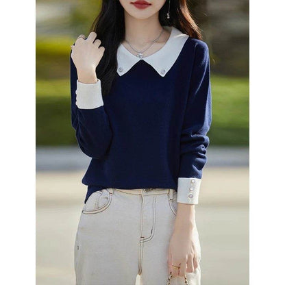 Lapels Bottoming Sweater blouse top For Women