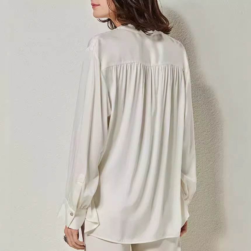 Chemise en soie simple et ample pour femmes, style décontracté, pour l'automne