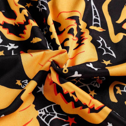Halloween Printed Round Neck Long Sleeve Plus Size Dress