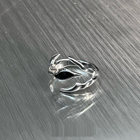 Bague en métal onyx noir de forme irrégulière, style urbain, design original, haute qualité, unisexe