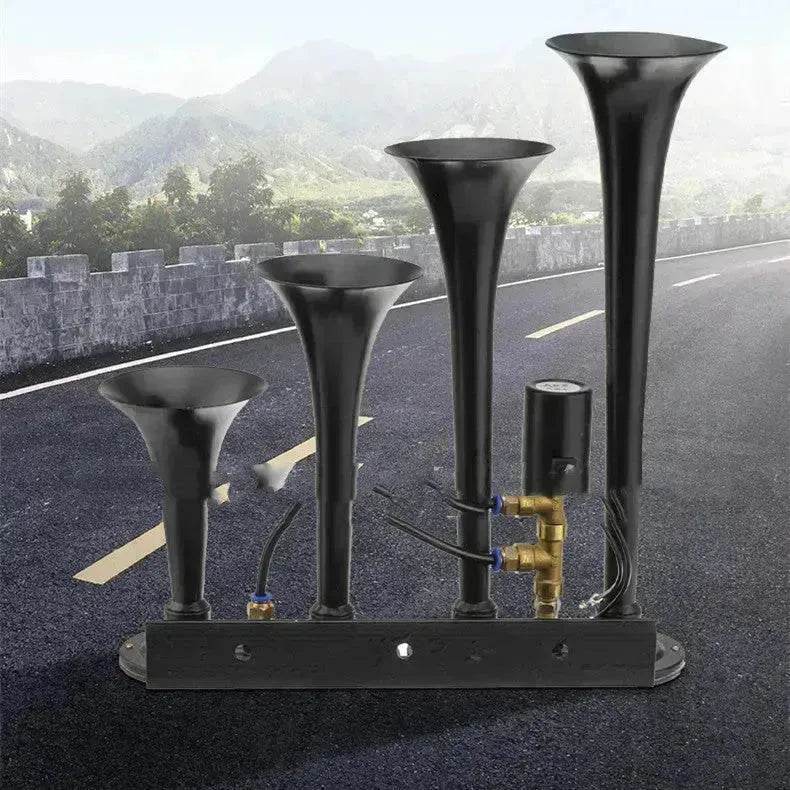 Trompe pneumatique modifiée à quatre tuyaux avec commande pneumatique, klaxon de camion puissant sous pression atmosphérique