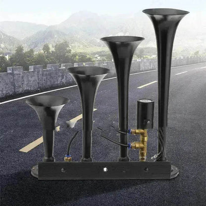 Trompe pneumatique modifiée à quatre tuyaux avec commande pneumatique, klaxon de camion puissant sous pression atmosphérique