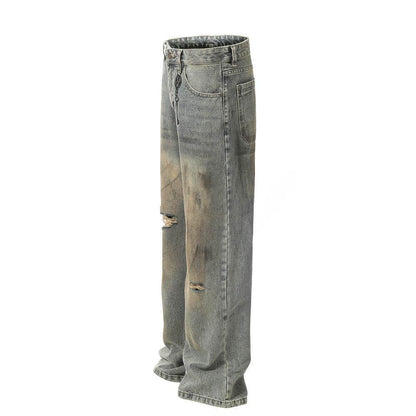 Pantalon en jean pour homme à effet usé, délavage industriel