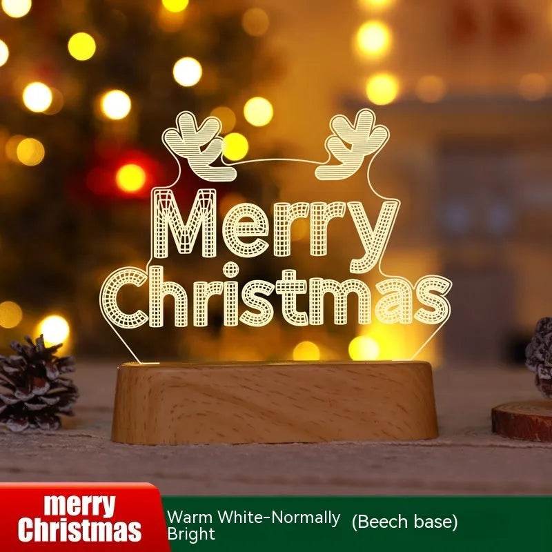 Décoration de Noël Lampe 3D Acrylique LED Veilleuses Nouvel An Saint-Valentin Cadeau de Noël pour Enfants Ornements de Noël