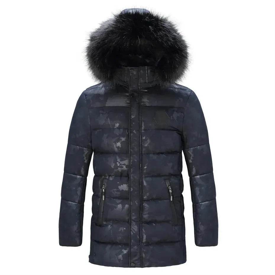 Men's Faux Fur collar Cotton padded Thick Long Puffer Winter Jacket