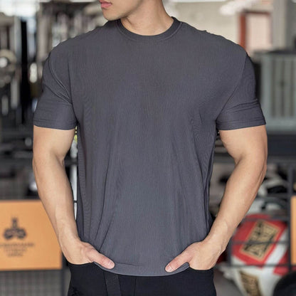 Anti Wrinkle Men Short Sleeve Active wear T-shirt for Workout Gym trainings