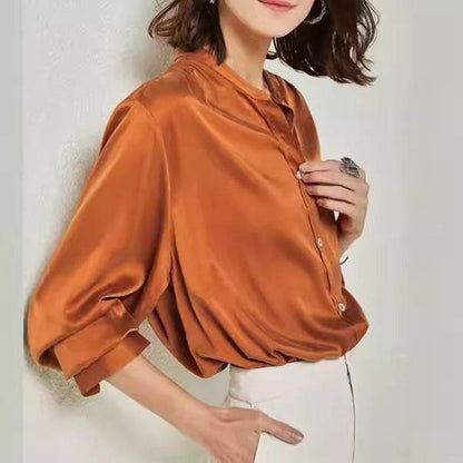 Chemise en soie simple et ample pour femmes, style décontracté, pour l'automne