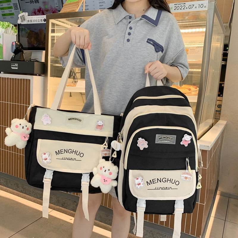 2pcs Large Capacity School College Girls Backpack Shoulder Bag