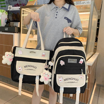 2pcs Large Capacity School College Girls Backpack Shoulder Bag