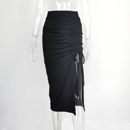 European And American Women's High Waist Hip Midi Split Skirt