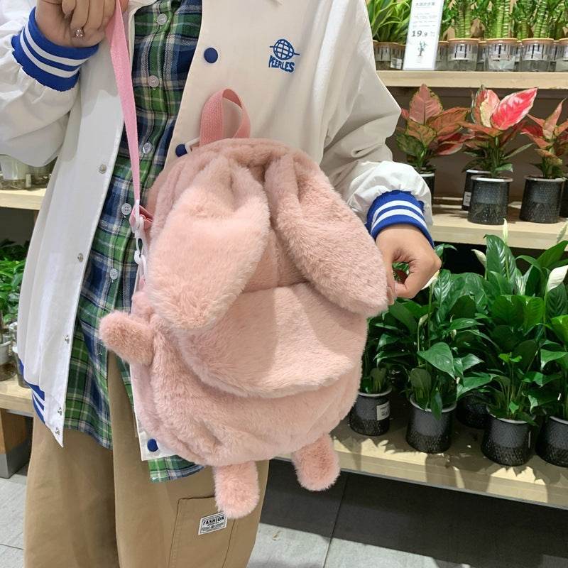 Mini sac à dos lapin en peluche tendance et mignon pour filles