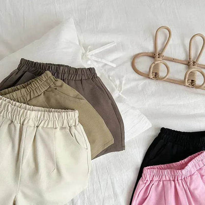 Casual Elastic Capri Pants Girls' Short pant for girls Neutral short pant for kids