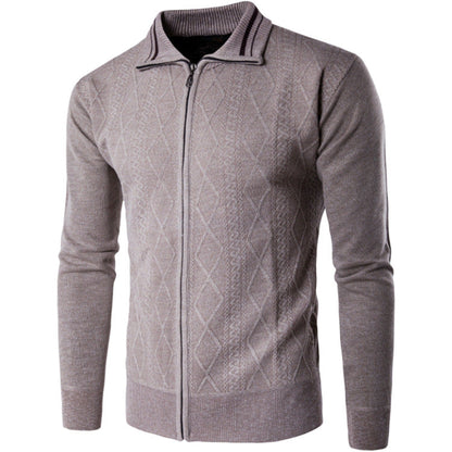 Men's Thickened Cotton Cardigan Zipper Lapel Sweater