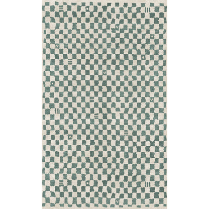 Metro Checkered Slate Green Rug