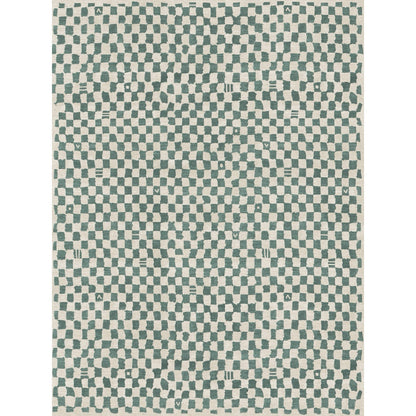 Metro Checkered Slate Green Rug