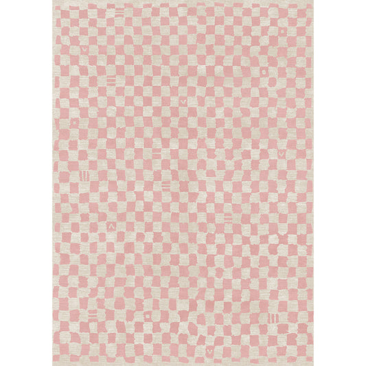Tapis Metro à carreaux rose et blanc Malibu