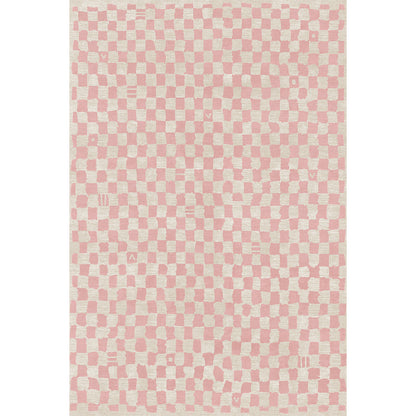 Metro Checkered Malibu Pink & White Rug