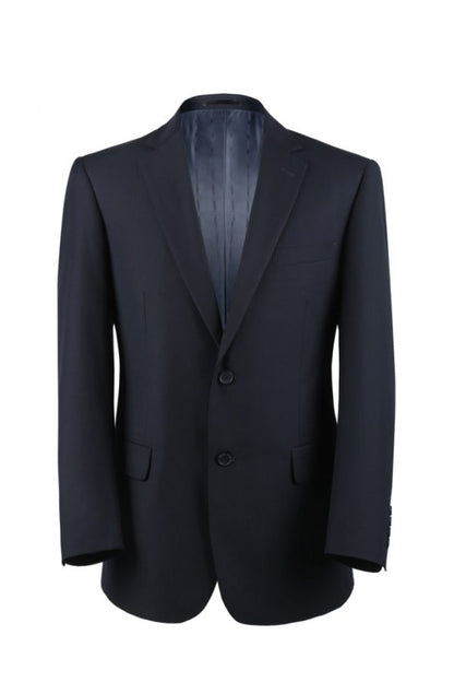 BUILD YOUR PACKAGE: Navy Slim Fit Suit (Package Includes 2 Pc Suit, Shirt, Necktie or Bow Tie, Matching Pocket Square, & Shoes)